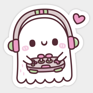 Cute Ghost Gamer Playing Video Games Sticker